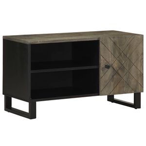 vidaXL Mobile Porta TV Nero 80x33x46 cm in Legno Massello di Mango