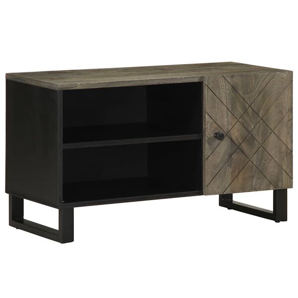 vidaXL Mobile Porta TV Nero 80x33x46 cm in Legno Massello di Mango