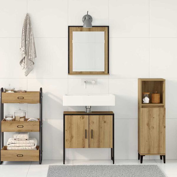 vidaXL Set di mobili per il bagno 2 pcs Marrone Legno multistrato