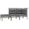 vidaXL Set Divani da Giardino 3 pz con Cuscini in Polyrattan Grigio