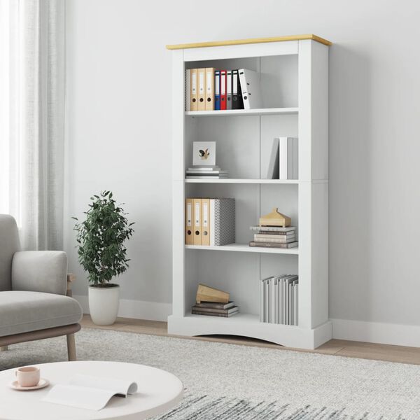 vidaXL Libreria a 4 Ripiani Pino Messicano Corona Bianco 80x29x150 cm