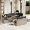 vidaXL Set Divano da Giardino 9pz con Cuscini Grigio Chiaro Polyrattan