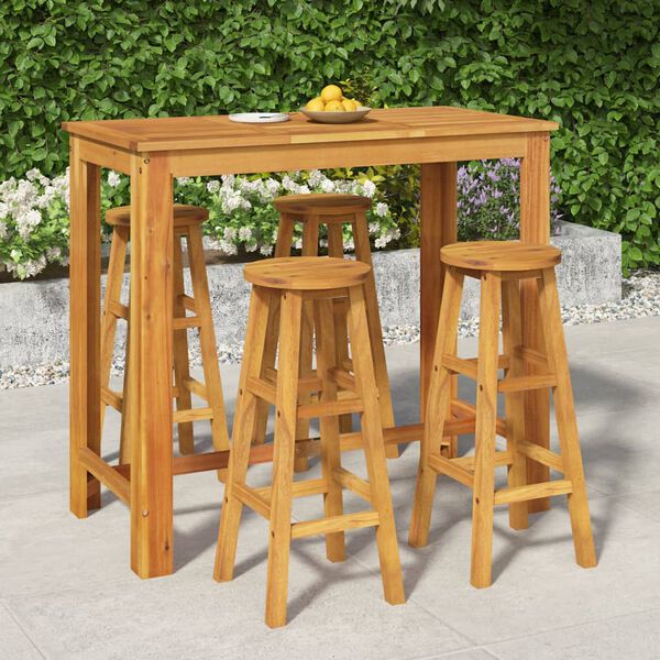 vidaXL Set da Bar da Giardino 5 pz in Legno Massello di Acacia