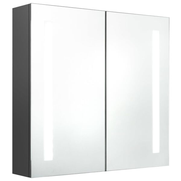 vidaXL Armadietto Bagno con Specchio e LED Grigio 62x14x60 cm
