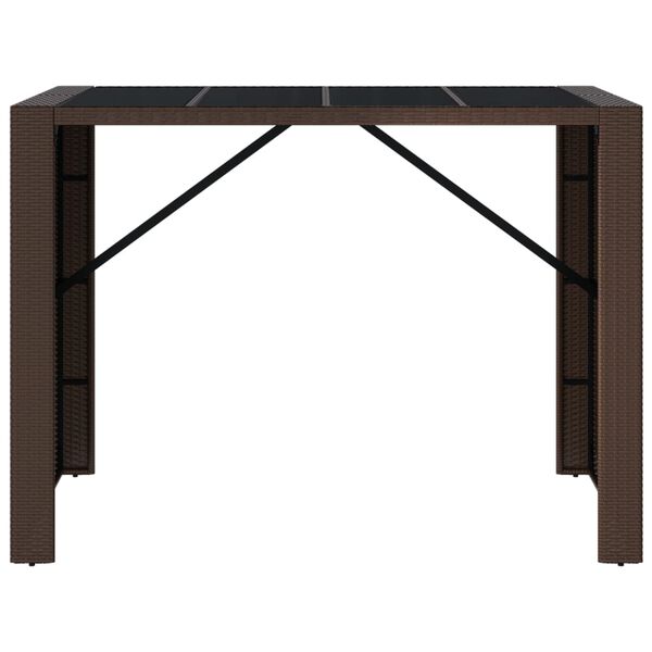 vidaXL Tavolo Bar con Piano in Vetro Marrone 145x80x110 cm Polyrattan