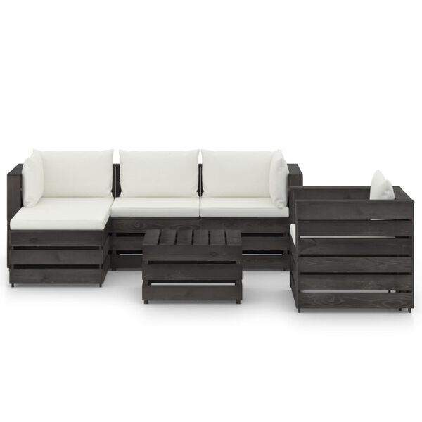 vidaXL Set Salotto da Giardino 6pz con Cuscini Legno Impregnato Grigio