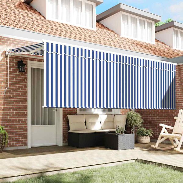 vidaXL Tenda Retrattile Blu e Bianco 400 x 200 cm