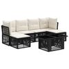 vidaXL Set Divano da Giardino 7 pz Nero polyrattan
