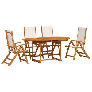 vidaXL Set Pranzo da Giardino 5pz Legno Massello di Acacia e Textilene