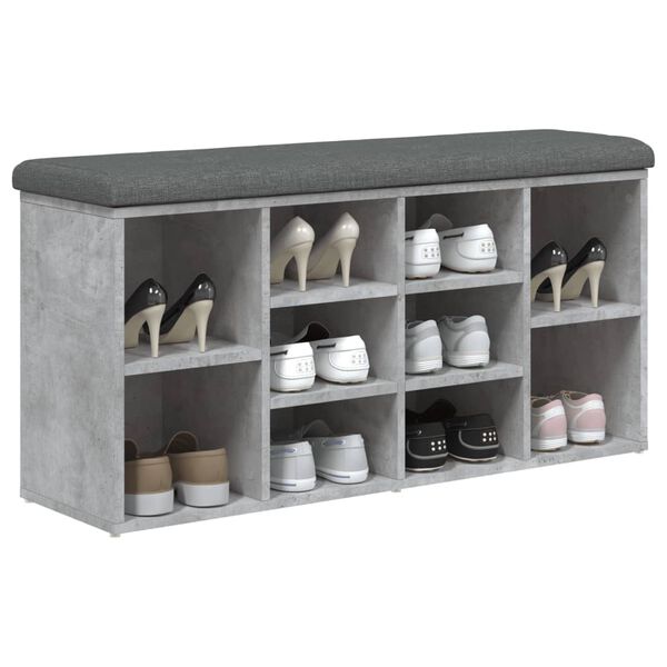 vidaXL Panca Porta Scarpe Grigio Cemento 102x32x50cm Legno Multistrato