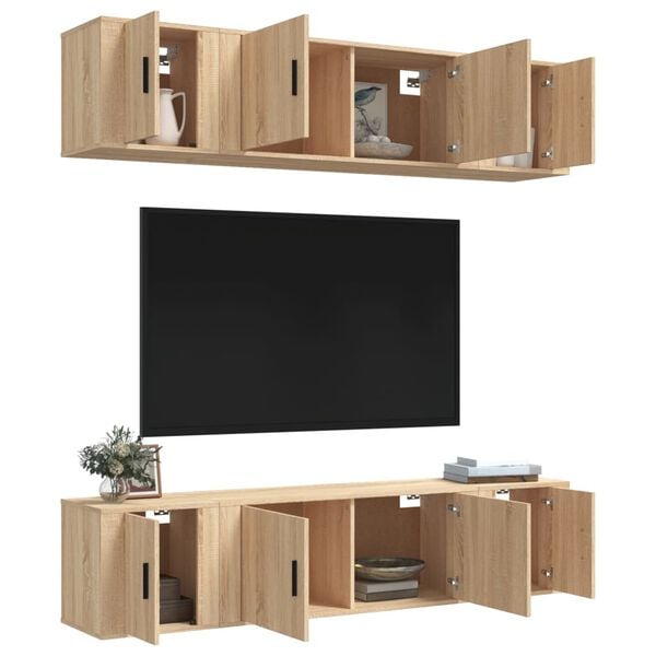vidaXL Set di Mobili Porta TV 6 pz Rovere Sonoma in Legno Multistrato