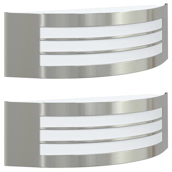 vidaXL Lampade da Parete Esterne 2 pcs Argento 32 x 10 x 10 cm