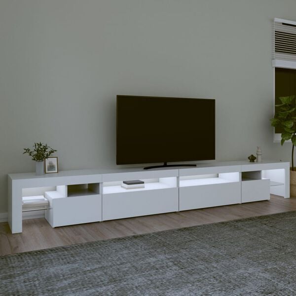 vidaXL Mobile Porta TV con Luci LED Bianco 290x36,5x40 cm