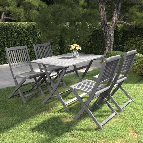 vidaXL Set da Pranzo per Giardino 5 pz Legno Massello di Acacia Grigio