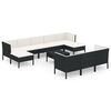 vidaXL Set Divani da Giardino 11 pz con Cuscini in Polyrattan Nero