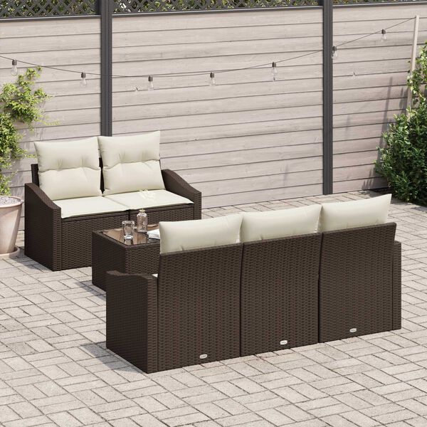 vidaXL Set di divani con cuscino 6 pcs Marrone e Crema polyrattan
