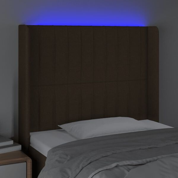 vidaXL Testiera a LED Marrone Scuro 83x16x118/128 cm in Tessuto