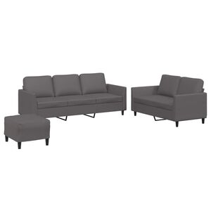 vidaXL Set di Divani 3 pz con Cuscini Grigio in Similpelle