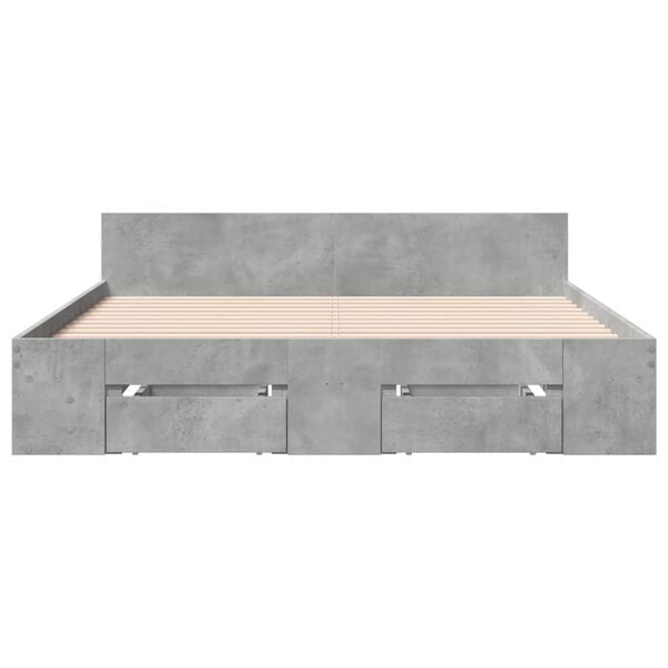 vidaXL Giroletto Cassetti Grigio Cemento 120x190 cm Legno Multistrato