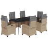 vidaXL Set Pranzo da Giardino 7 pz con Cuscini Beige Misto Polyrattan