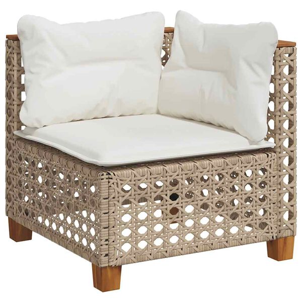 vidaXL Set Divani da Giardino 11 pz con Cuscini Beige in Polyrattan