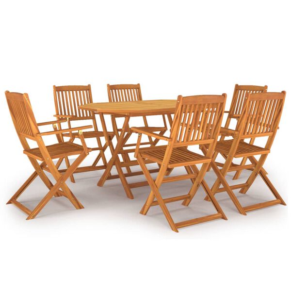 vidaXL Set da Pranzo per Giardino 7 pz in Legno Massello di Acacia