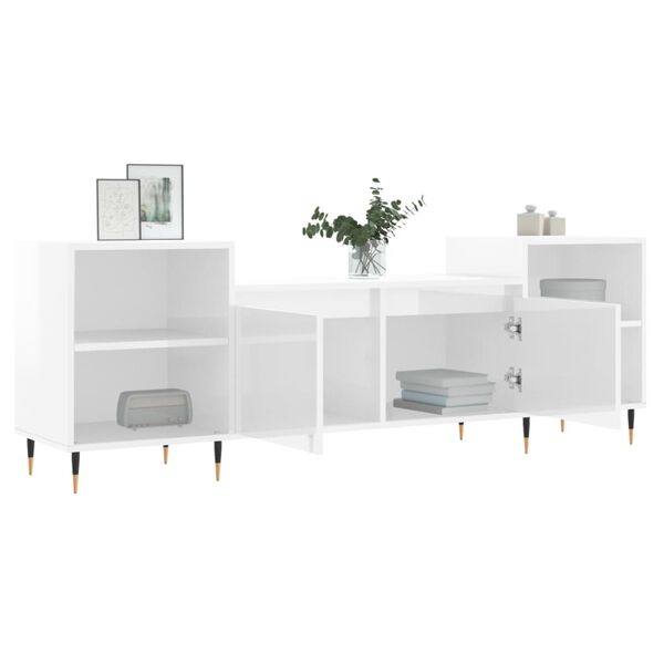 vidaXL Mobile Porta TV Bianco Lucido 160x35x55 cm in Legno Multistrato