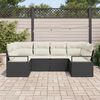 vidaXL Set di divani con cuscino 6 pcs Nero polyrattan