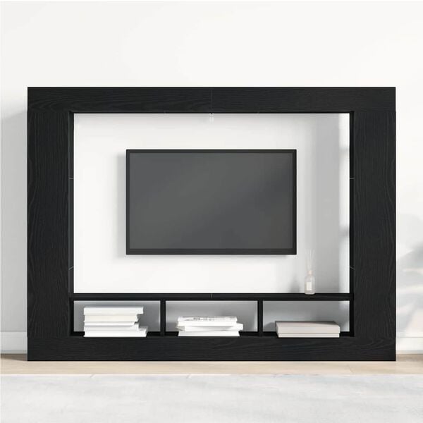 vidaXL Mobile TV Rovere nero 152 x 22 x 113 cm Legno multistrato