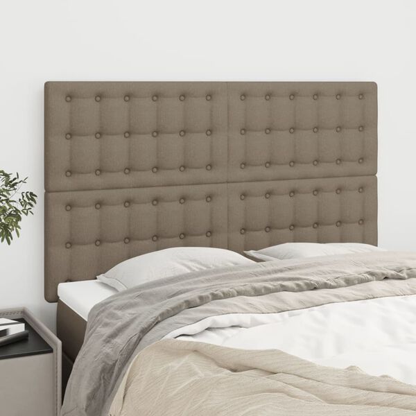 vidaXL Testiera per letto Tortora 144x5x118/128 cm Tessuto