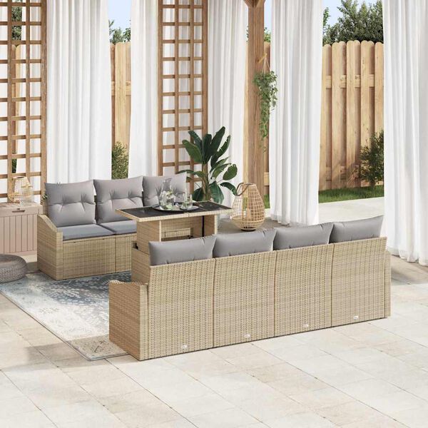 vidaXL Set Divano da Giardino con cuscino 8 pcs Beige polyrattan