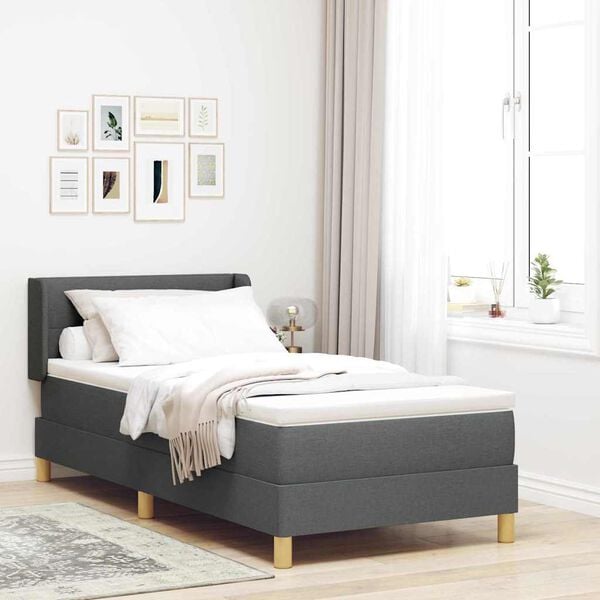 vidaXL <strong>Letto a Molle< / strong> Grigio scuro 80 x 200 cm Tessuto