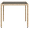 vidaXL Tavolo da Giardino con Piano Vetro Beige 90x90x75 cm Polyrattan