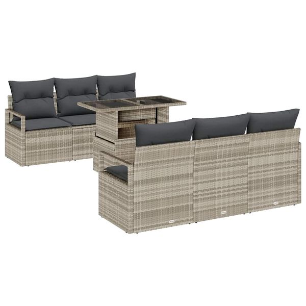 vidaXL Set Divano da Giardino 7 pcs Grigio chiaro 100 x 55 x 73 cm