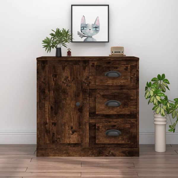 vidaXL Credenza Rovere Fumo 70x35,5x67,5 cm in Legno Multistrato