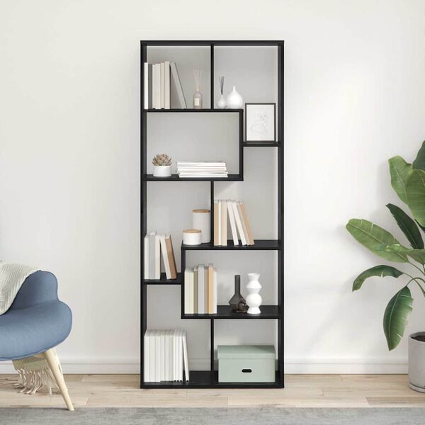 vidaXL Armadio per Libri Rovere Nero 67 x 25 x 162 cm