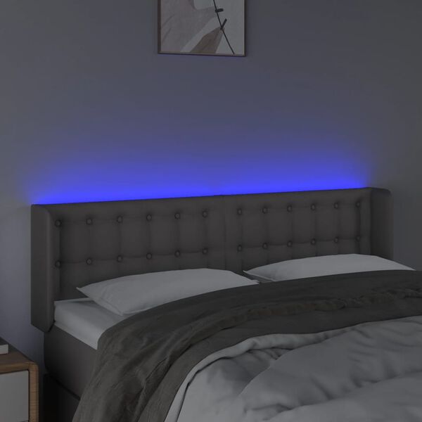 vidaXL Testiera a LED Grigio 147x16x78/88 cm in Similpelle