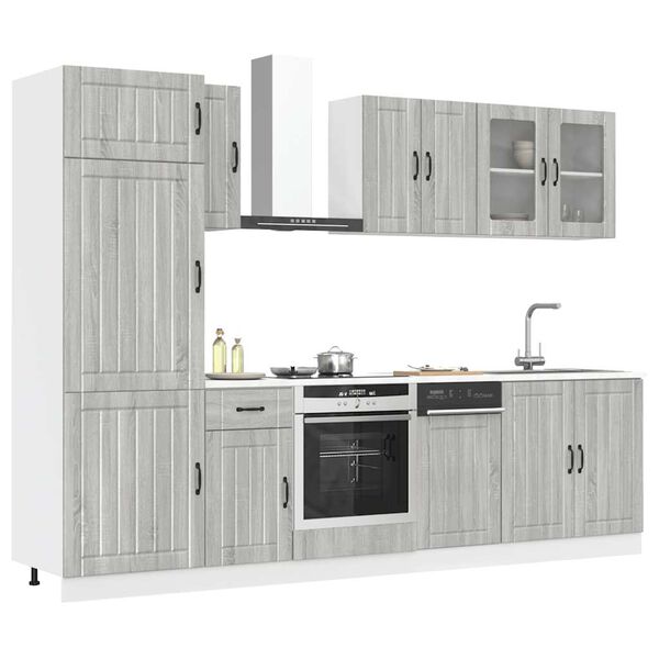 vidaXL Set Mobili da Cucina 8 pz Kalmar Grigio Sonoma in Truciolato