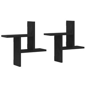 vidaXL Mensole da Parete 2pz Rovere Nero 38x12x38 cm in Truciolato