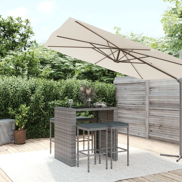 vidaXL Set Bar da Giardino 5 pz con Cuscini in Polyrattan Grigio