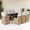 vidaXL Set da Bistr&ograve; da Giardino 9 pz con Cuscini Beige in Polyrattan