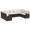 vidaXL Set Divano da Giardino 9 pz Marrone e bianco polyrattan