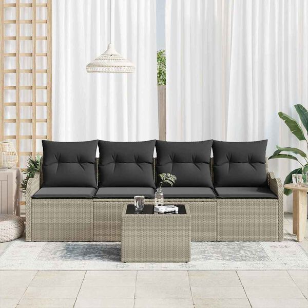vidaXL Set Divano da Giardino 5 pcs Grigio chiaro e grigio scuro