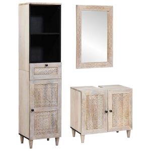 vidaXL Set di mobili per il bagno 3 pcs Bianco Legno multistrato