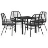 vidaXL Set da Pranzo per Giardino 5 pz Nero polyrattan