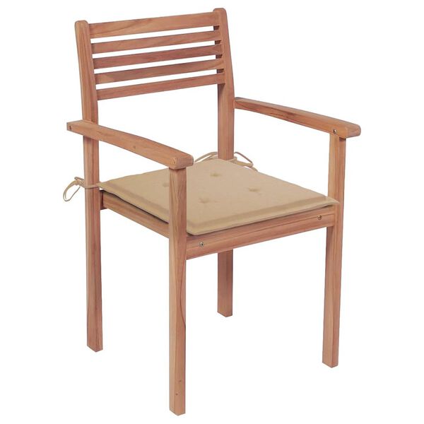 vidaXL Sedie da Giardino Impilabili con Cuscini 6 pz Massello di Teak