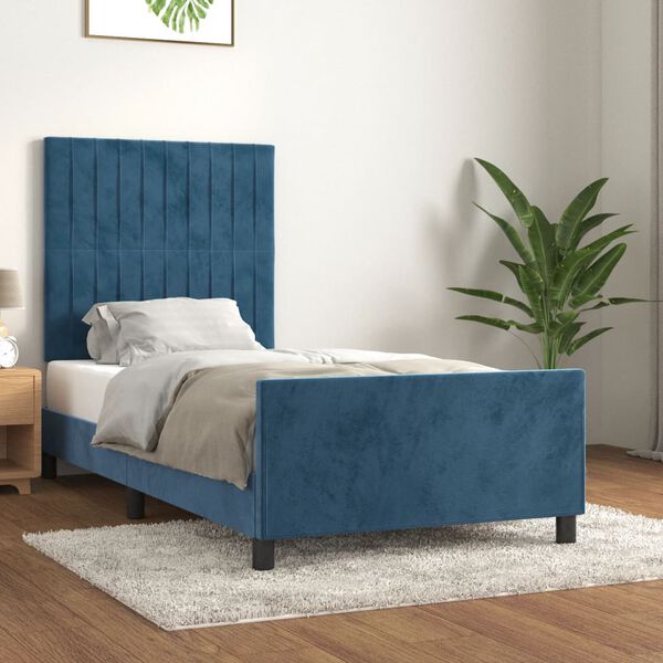 vidaXL Giroletto senza Materasso Blu Scuro 90x200 cm in Velluto