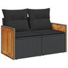 vidaXL Divano da giardino con cuscini 2 posti nero in polyrattan