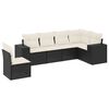 vidaXL Set Divano da Giardino 6 pz con Cuscini Nero in Polyrattan