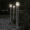 vidaXL Lampade da Terra Esterni con Presa 3 pz Argento 110 cm Acciaio
